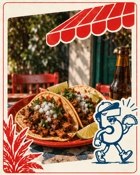 Tacos and a cold beer in 5 de Diciembre